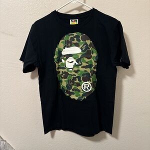 Bape Black and Green Camo Ape Head Tee